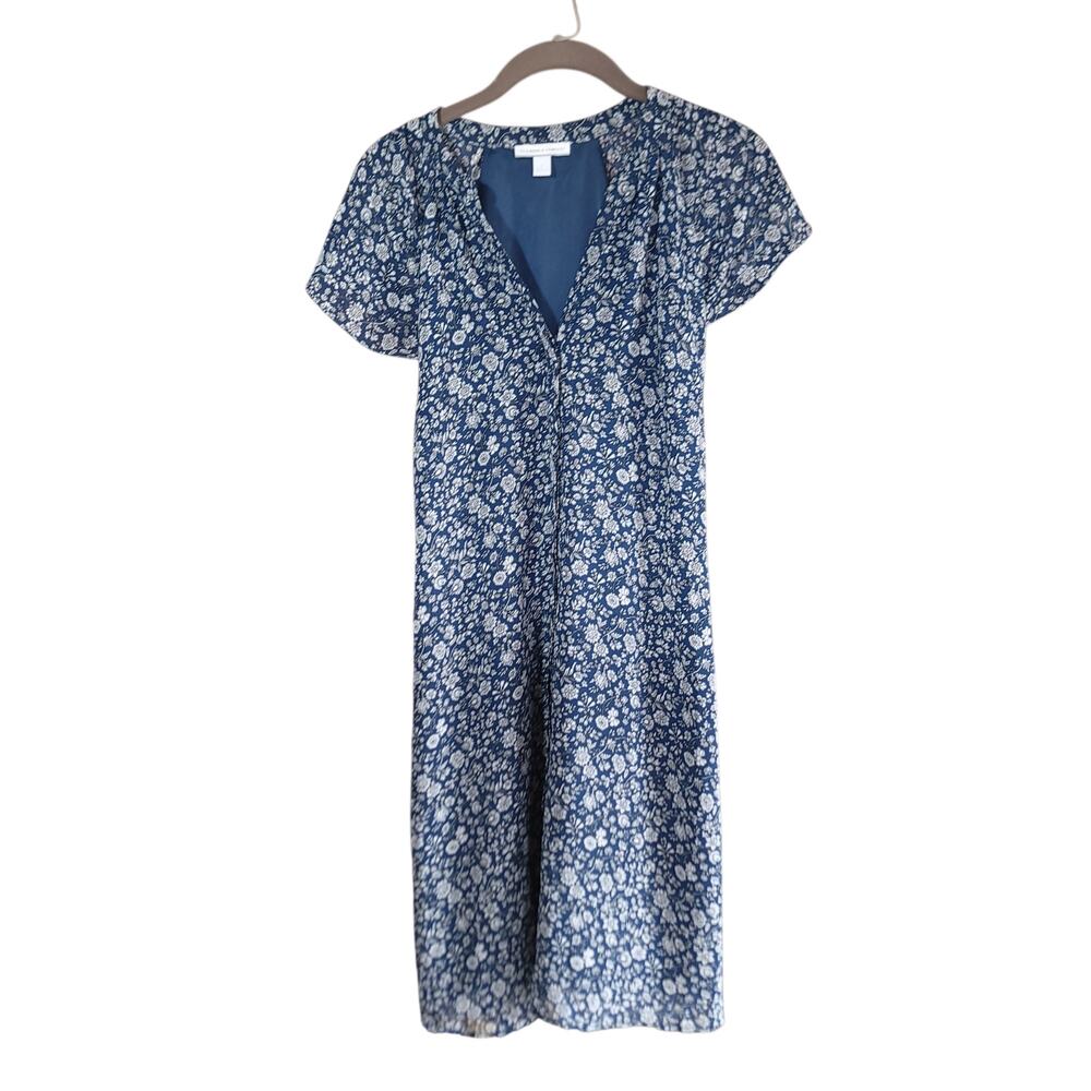 New York and Company Dress Size 8 Womens Button Down Short Sleeve Floral Summer
